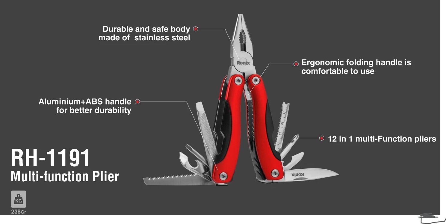 Camping Outdoor Multi Function Tool Plier with Handle Foldable Multipliers 12in1