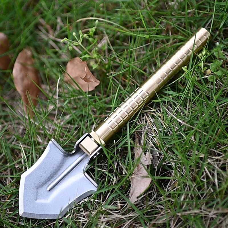 Brass Outdoor Portable Mini Multi EDC Shovel Engineer Digging Gardening Shovel
