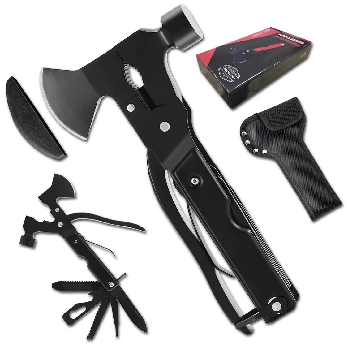 19 in 1 Multitool Camping Axe Survival Gear Emergency Hatchet Portable Hammer