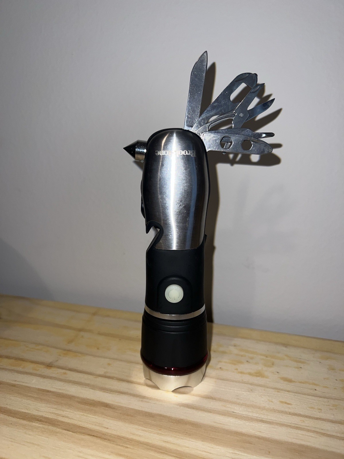 Brookstone® 8-in-1 multi-tool pocket size toolbox Knife Flashlight Bottle Opener