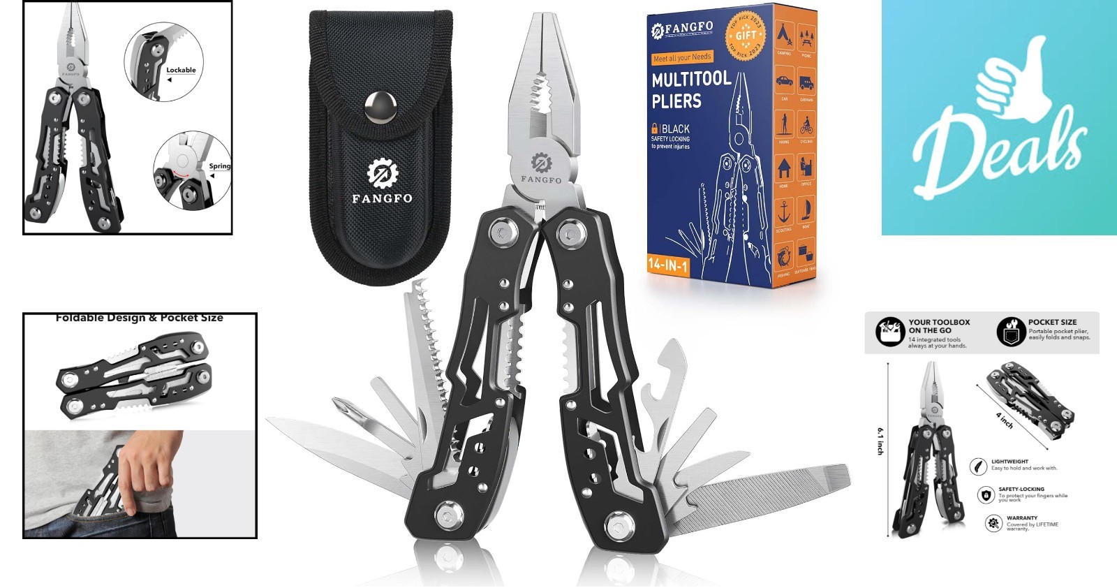 Versatile 14-in-1 Multitool with Pliers, Knife & Bottle Opener—Adventure Ready