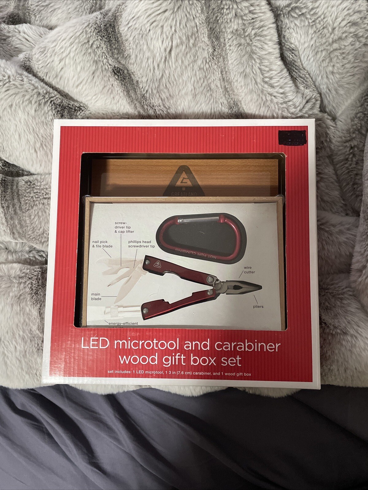 LED Pocket Tool & Carabiner Wood Gift Box Set