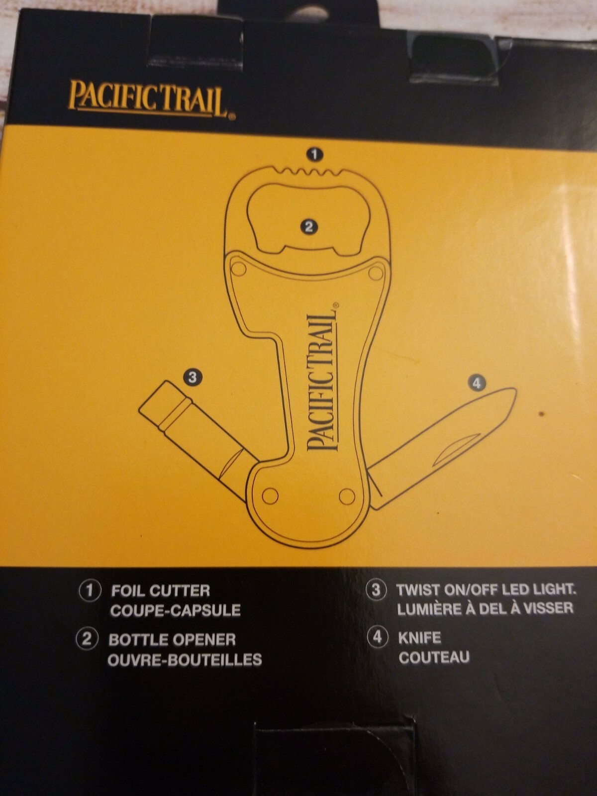 NEW PACIFIC TRAIL BLUE BOTTLE OPENER MULTI TOOL FOLDING POCKET KNIFE FLASH LIGHT