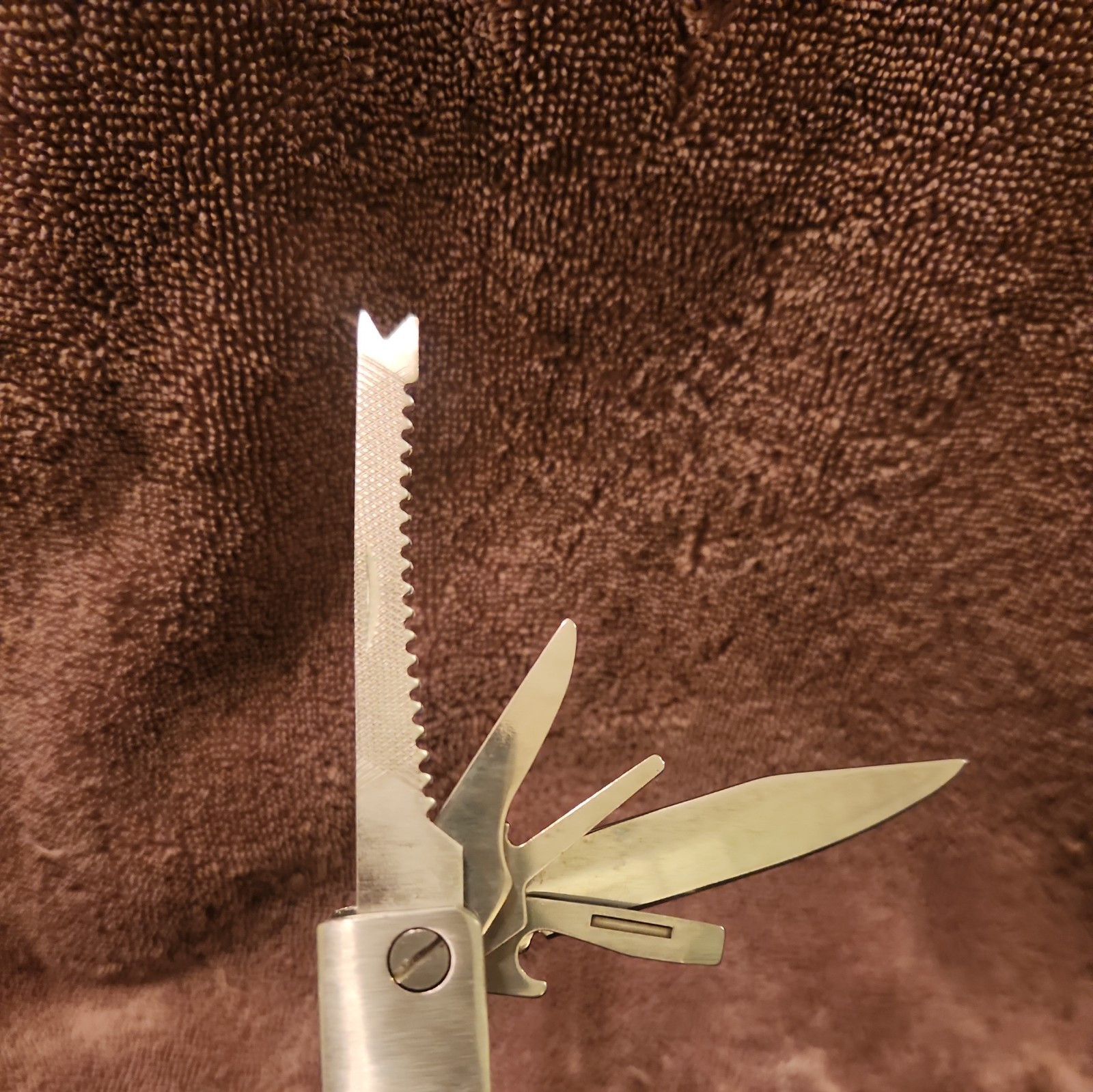 Wood Handle Stainless Steel Multi Tool with Bits 7″Open