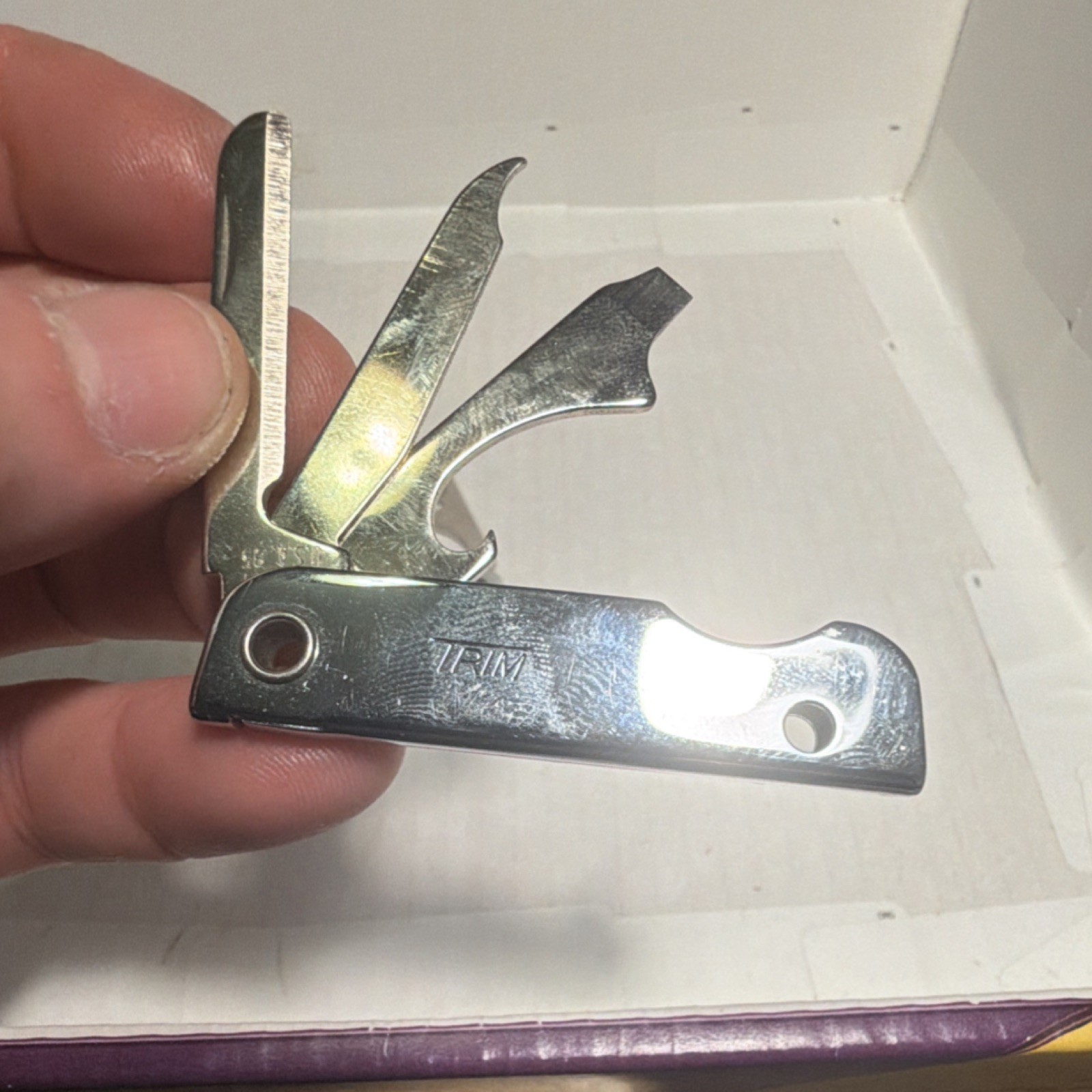 Trim Multi-Tool Stainless Steel Straight Edge Knife File Bottle Opener Silver
