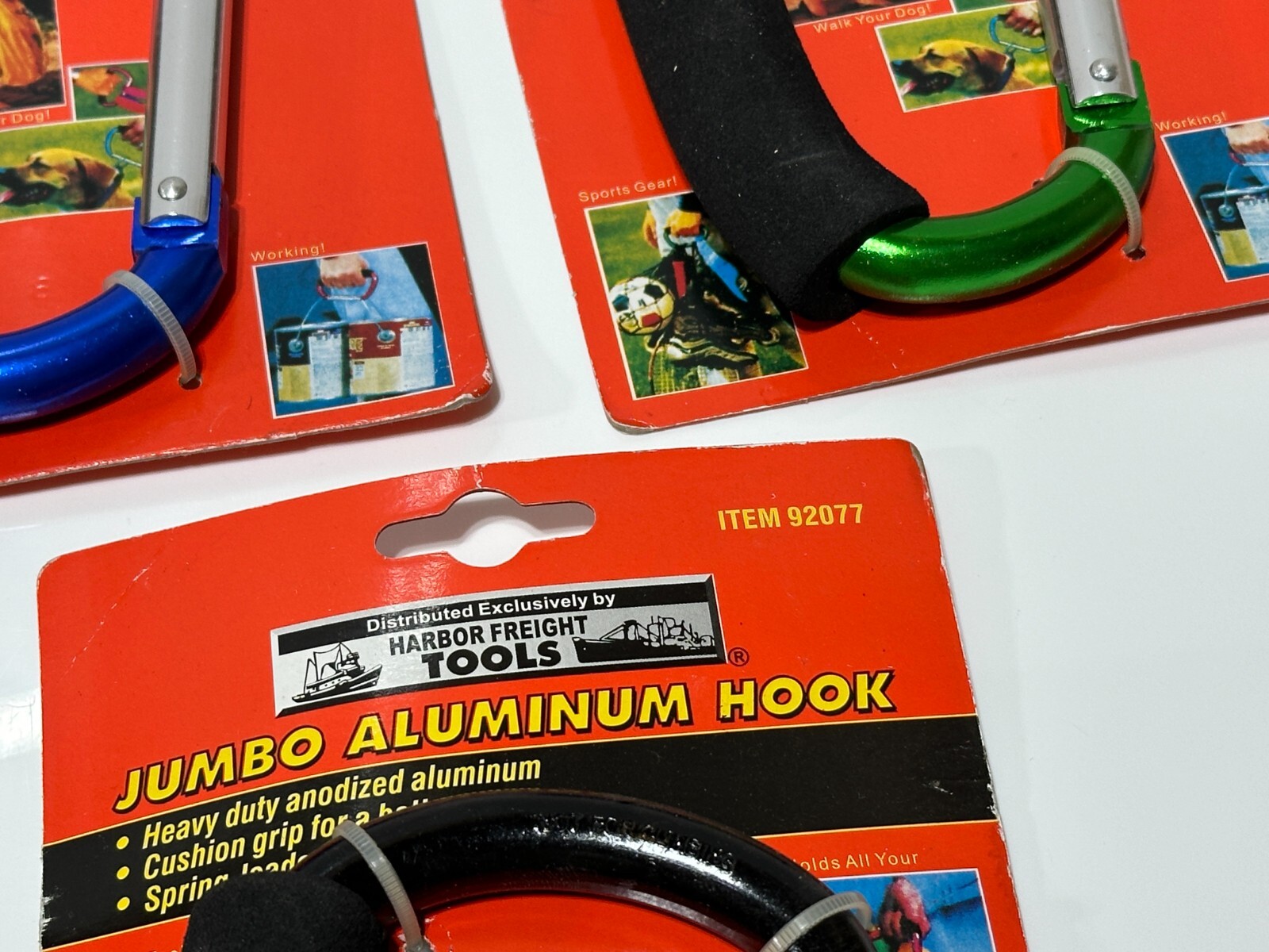 NEW 5pc Heavy Duty Aluminum Jumbo Multi Use Hook, Cushioned Grip, Spring loaded