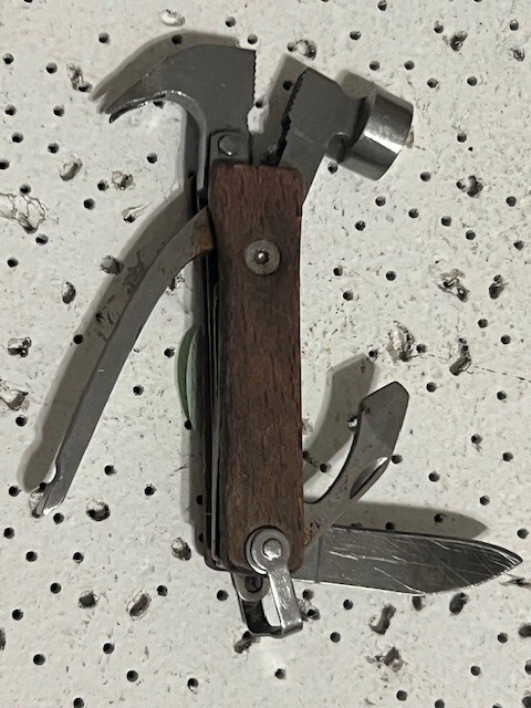 Mini Wooden Hammer Tool Keyring 7 in 1 with Bottle Opener Knife —