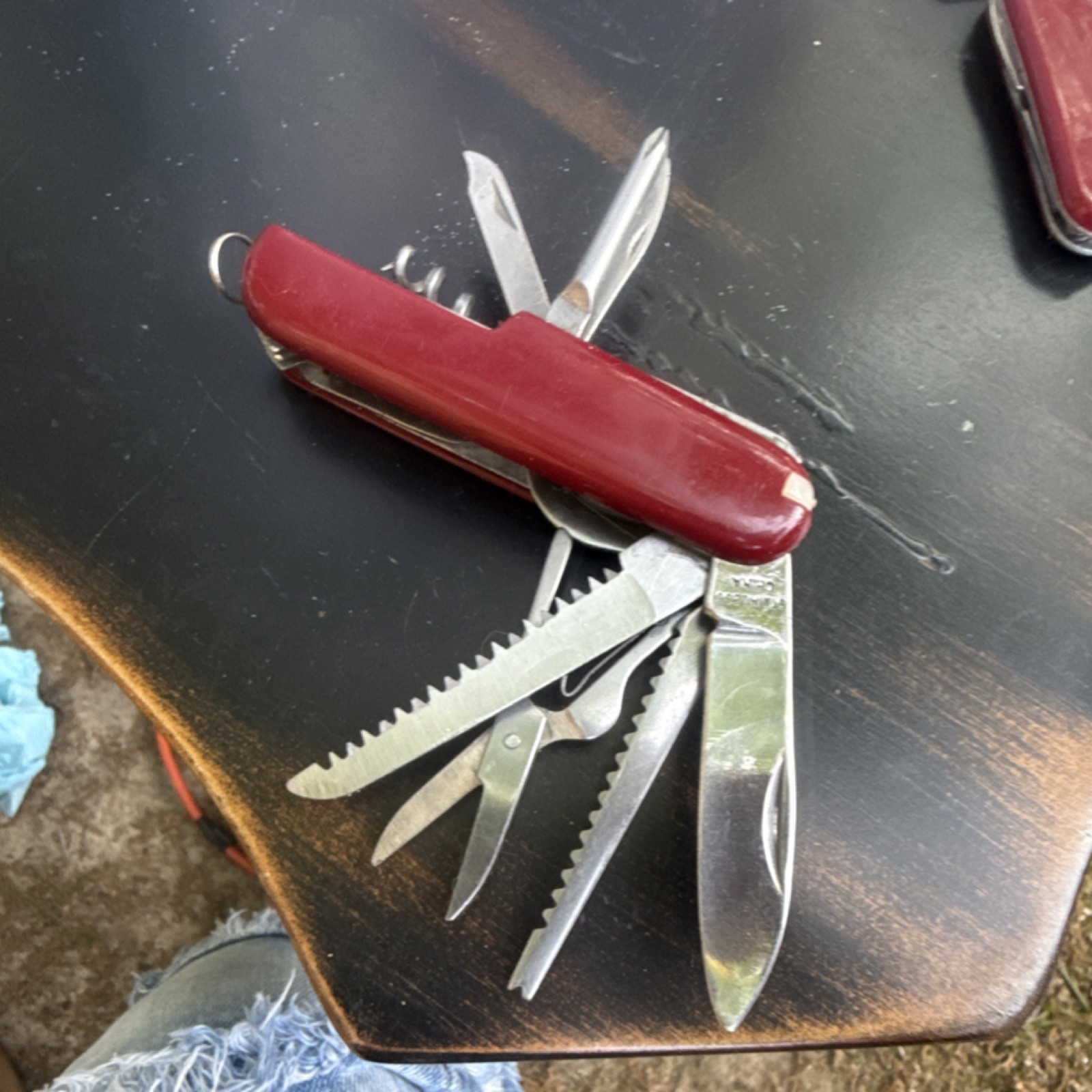 Red Multi-Tool Pocket Knife Stainless Steel with Scissors, Corkscrew