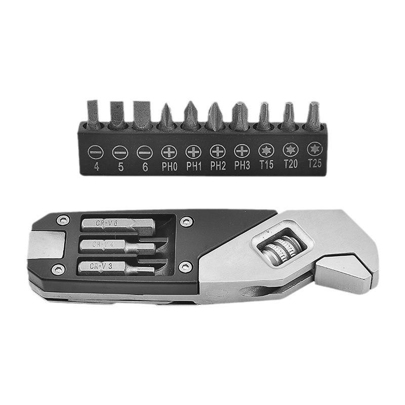 Destornillador hexagonal plegable 8 en 1, llave ajustable de acero inoxidable
