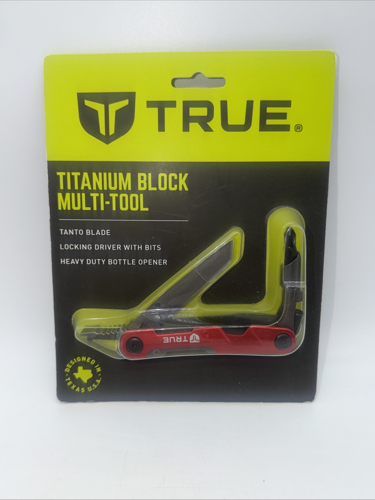 True Titanium Block Multi Tool 5-in-1 Utility Knife, Screwdriver, Bottle Open