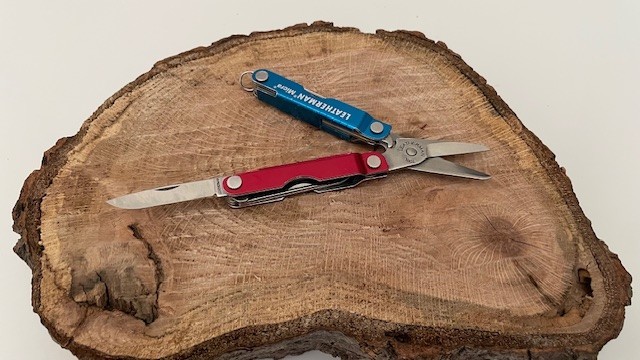 Leatherman Micra Multi Tool Stainless Steel Red& Blue Anodized Handled Scissors