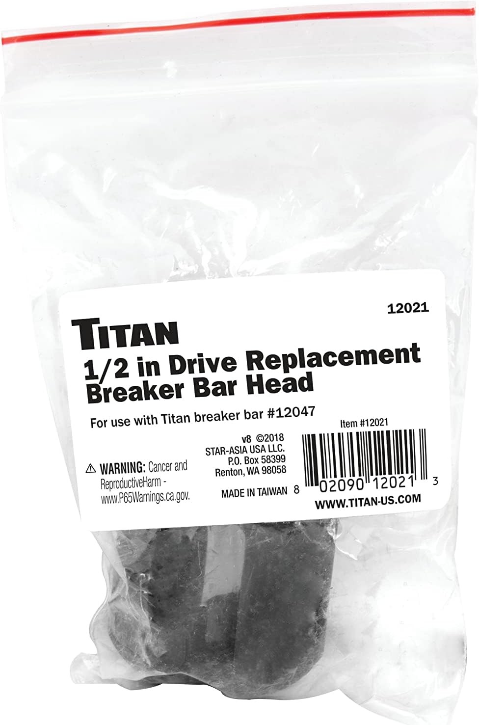 Titan 12021 1/2″ Drive Breaker Bar Replacement Head, Fits Titan 12047 Model
