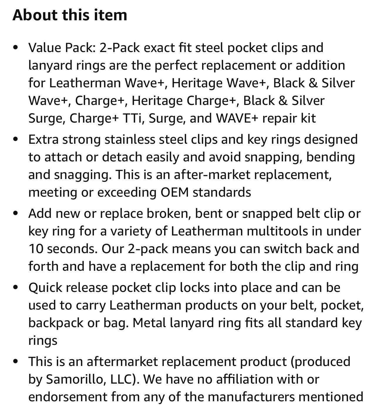 Samorilla 2 Pack Leatherman Pocket Clip And Lanyard Ring