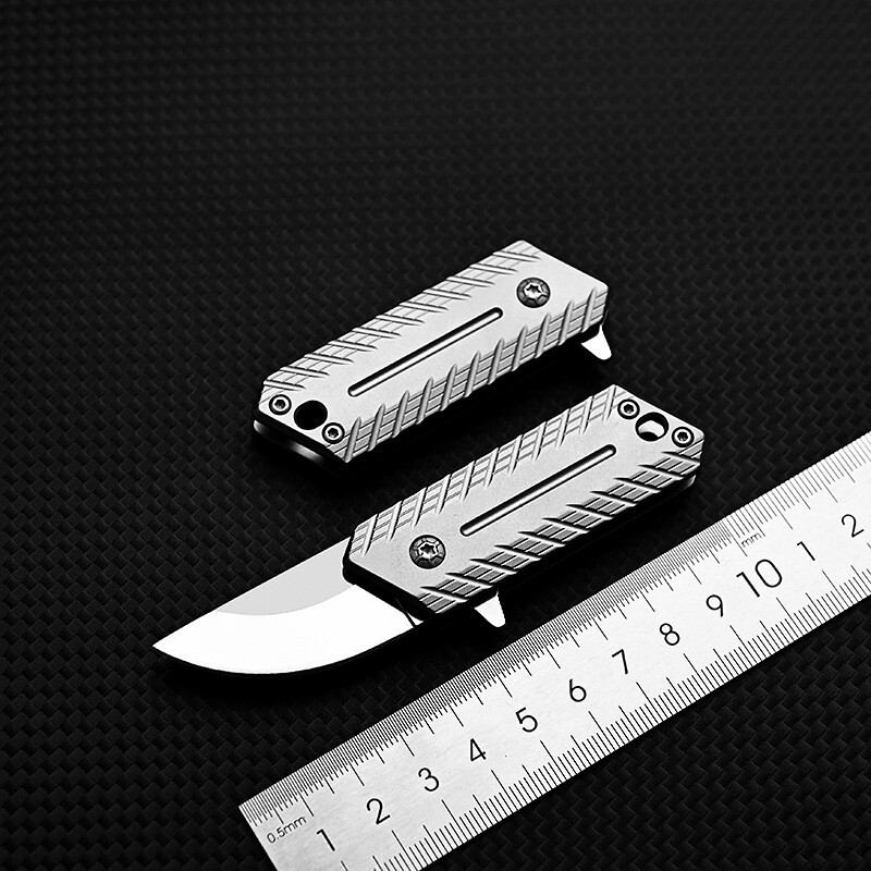 Mini Titanium Folding Knife D2 Blade Outdoor Survival Pocket Keychain EDC Tool