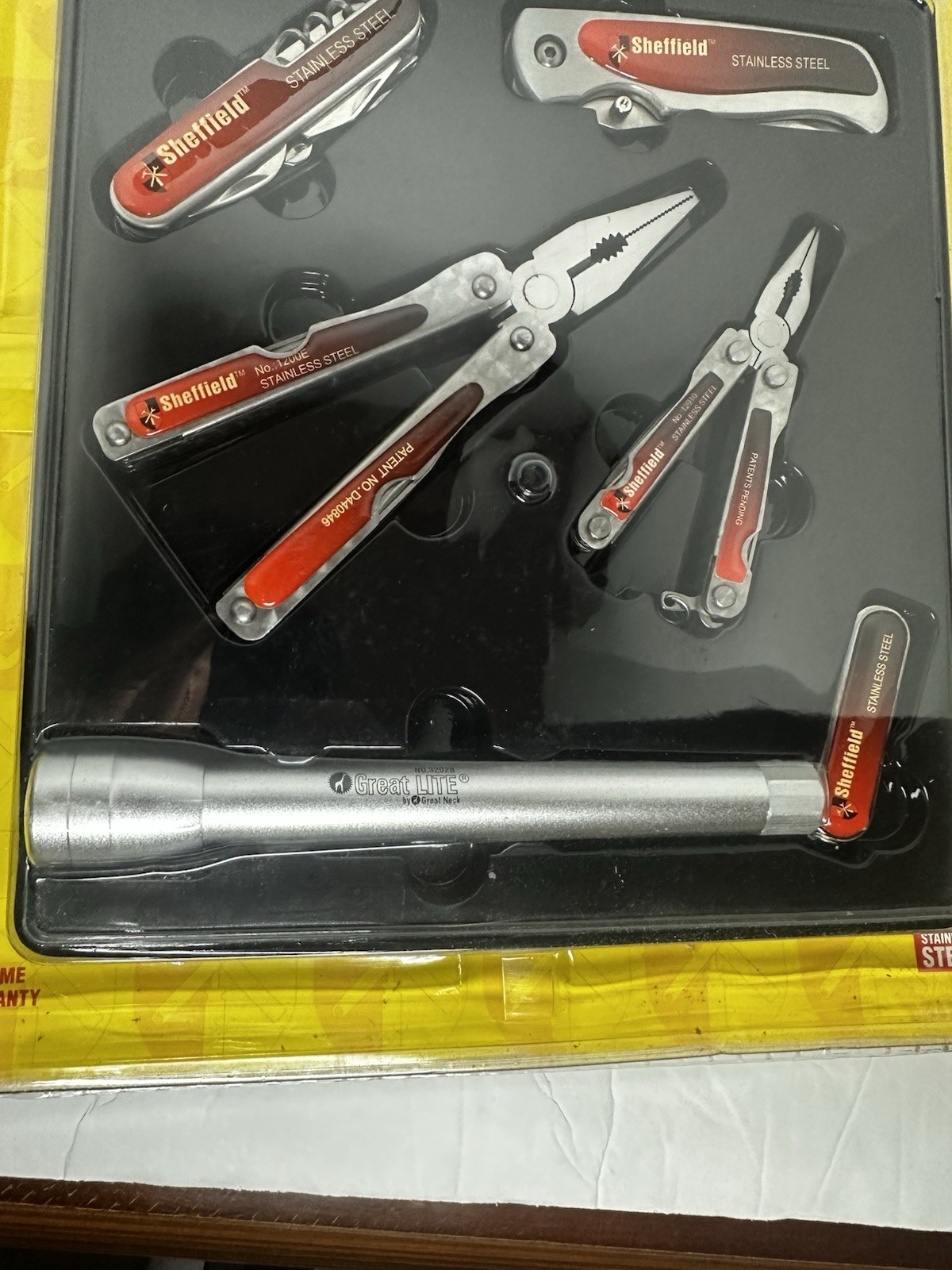 NEW Sheffield 6 Pc Tool Kit 3 Pocket Knife 2 Multi Tool & Flashlight