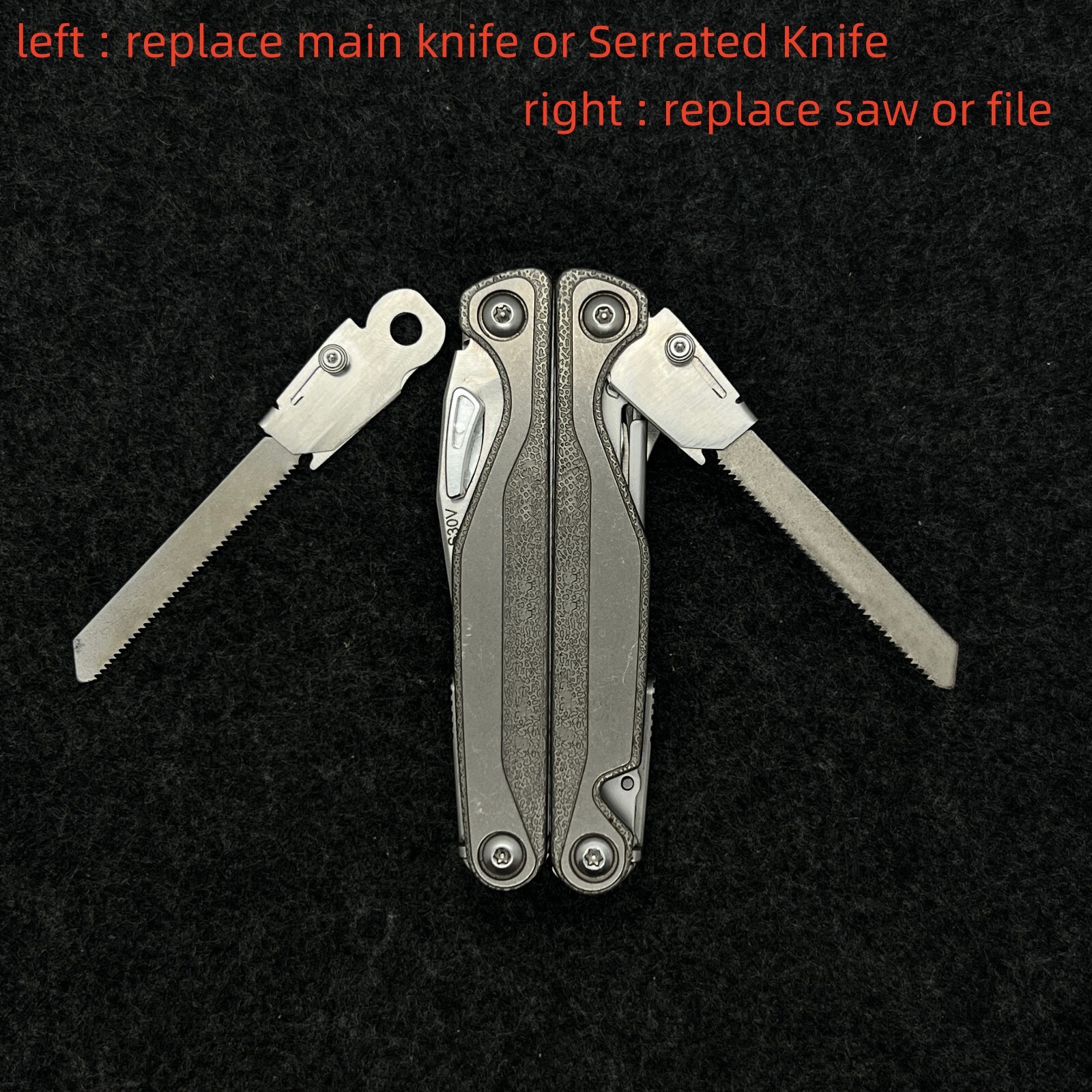 Stainless steel Saw T-Shank Holder with Thumb Grip for Leatherman TTI Wave