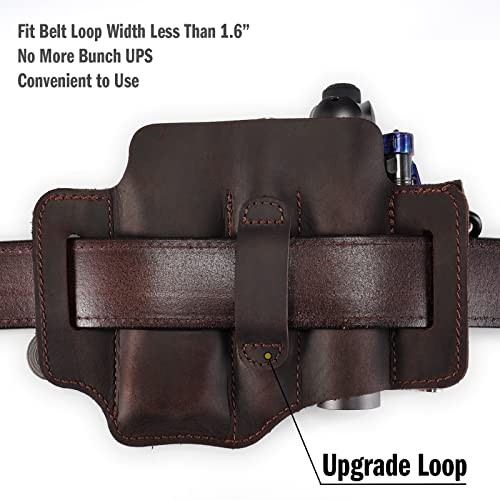 Leather Multitool Sheath – EDC Belt Organizer for Leatherman Tools, Flashlight,
