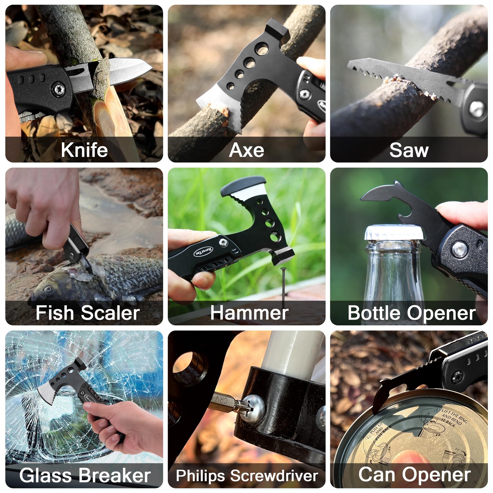Multitools Gift Set, 11in1 Multi Tool with Axe, LED Flashlight,…