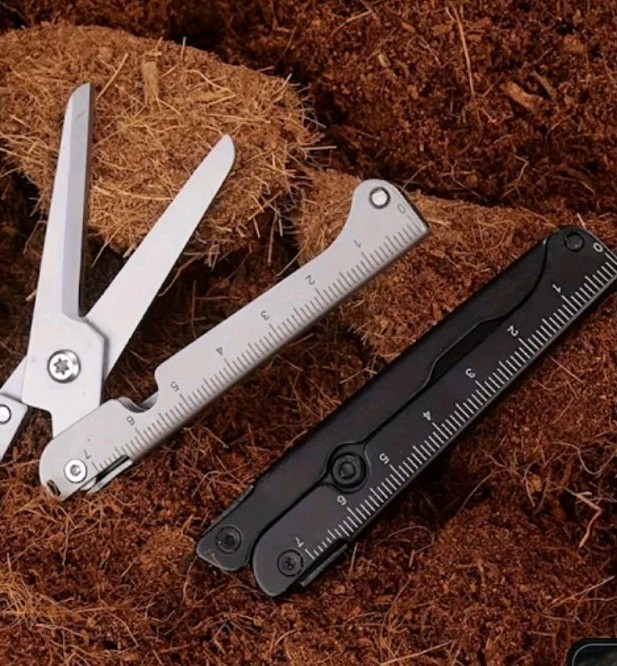 Compact Multi Tool Folding Stainless Steel BLACK Scissors For Bug Out Bags EDC
