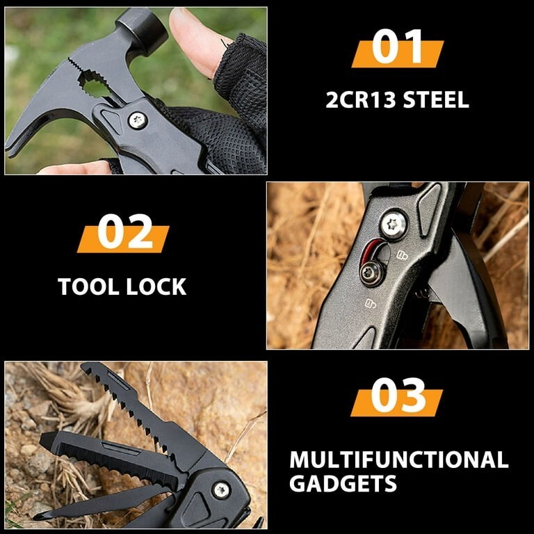 Stainless Steel Multifunctional Hammer – All in One Tool Mini Camping Hammer