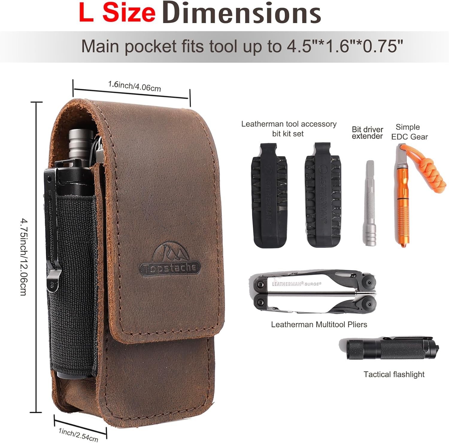 Topstache Multitool Sheath for Men – Belt Leather Multitool Holster – EDC Belt O