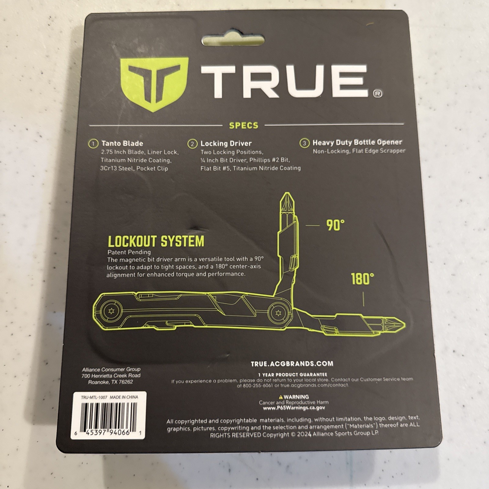 True Titanium Block Multi Tool – Utility Knife, Screwdriver, Bottle Open