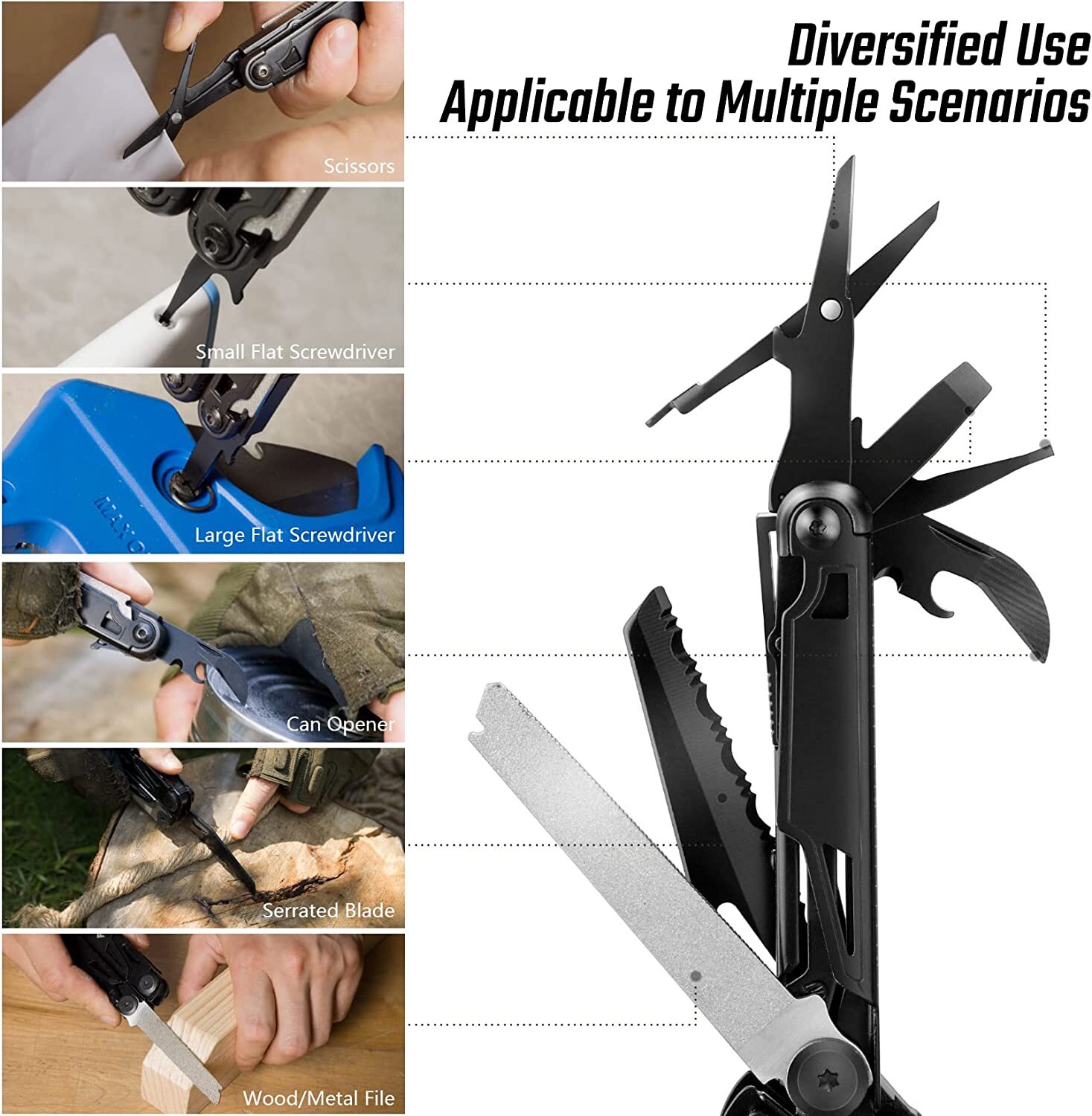 16-in-1 Multitool Pliers Stainless Steel Folding Multi Tool Pocket Tool w/Sheath