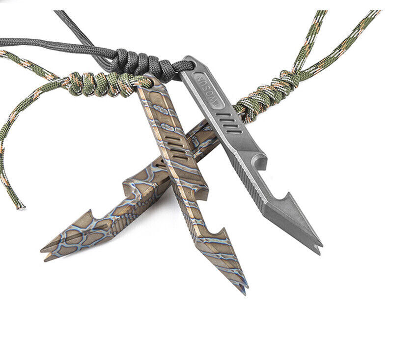 EDC Titanium Alloy Tactical Multi Tool Pry Bar Crowbar Opener W/ Umbrella Rope
