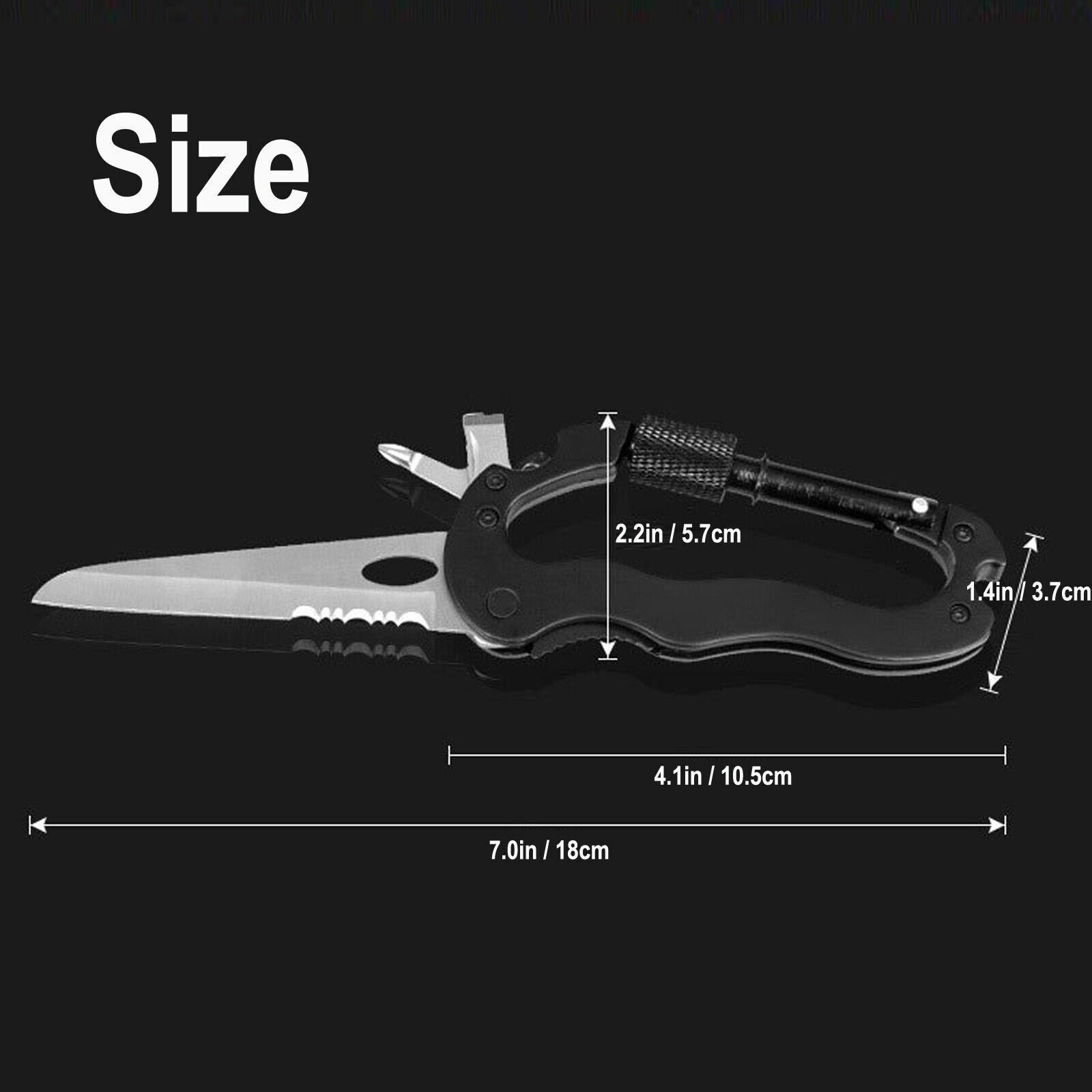 EDC Multi-Tool Carabiner Keychain Screwdriver Key Holder Outdoor Camping Hunting