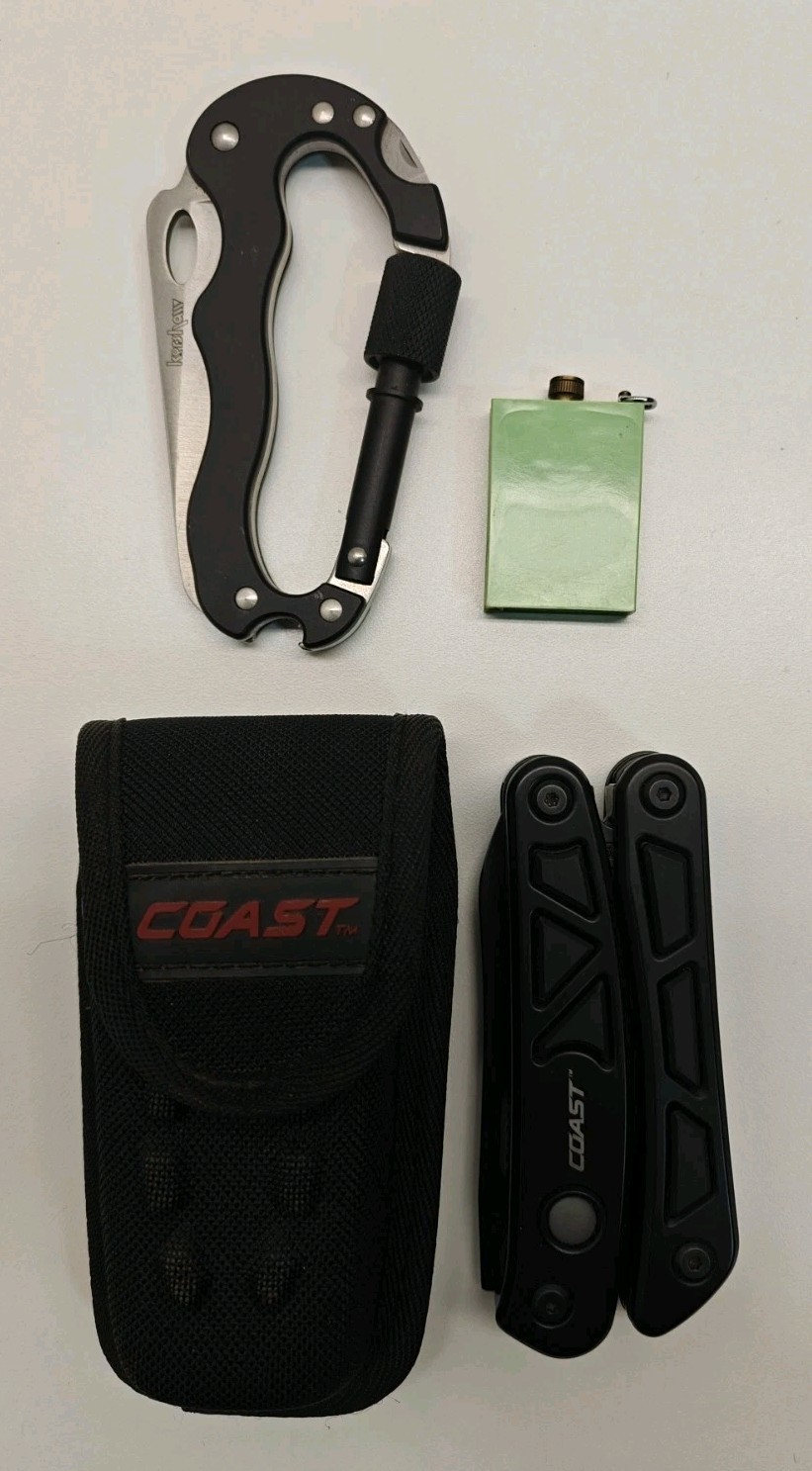 Coast LED 155 Pro Pocket Pliers Multi-Tool Kershaw Caribiner & Fire Starting Kit