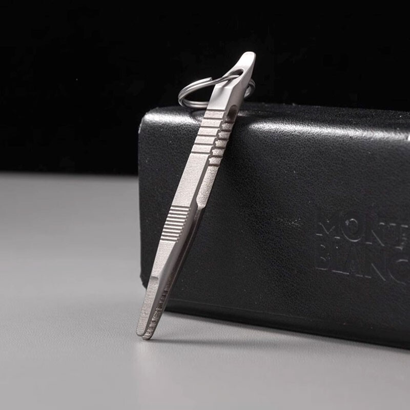Mini Lightweight Titanium Alloy Keychain Tweezers Pry Bar Portable Outdoor EDC