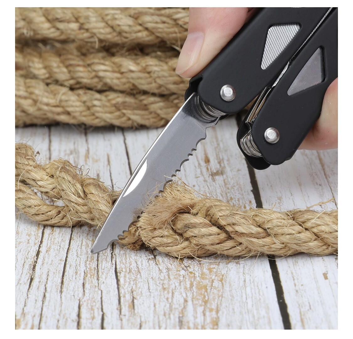 Ozark Trail 12-In-1 Multitool W/Sheath Pliers Knife Saw #7601 Black/Stainless
