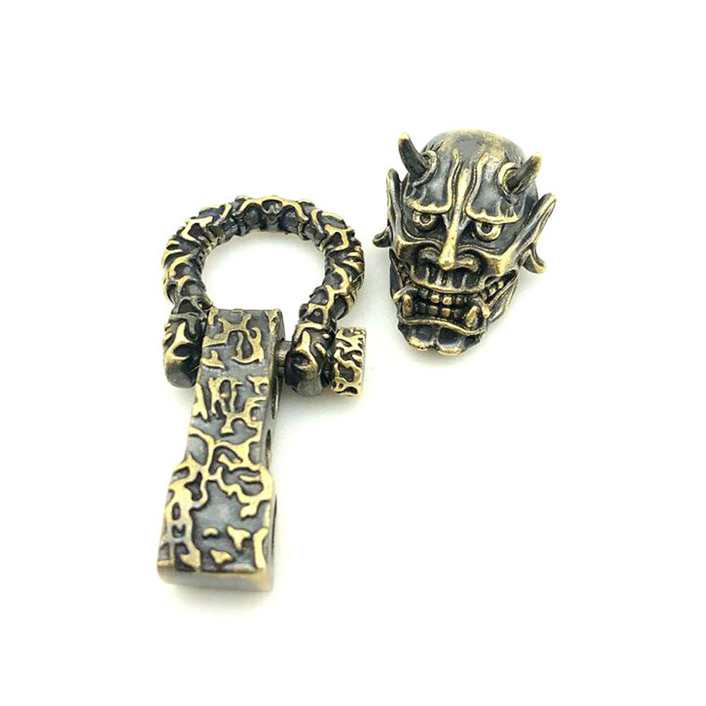 1PC Adjustable Paracord Lanyard Beads Pendant Brass Skull Knife Beads Charms DIY