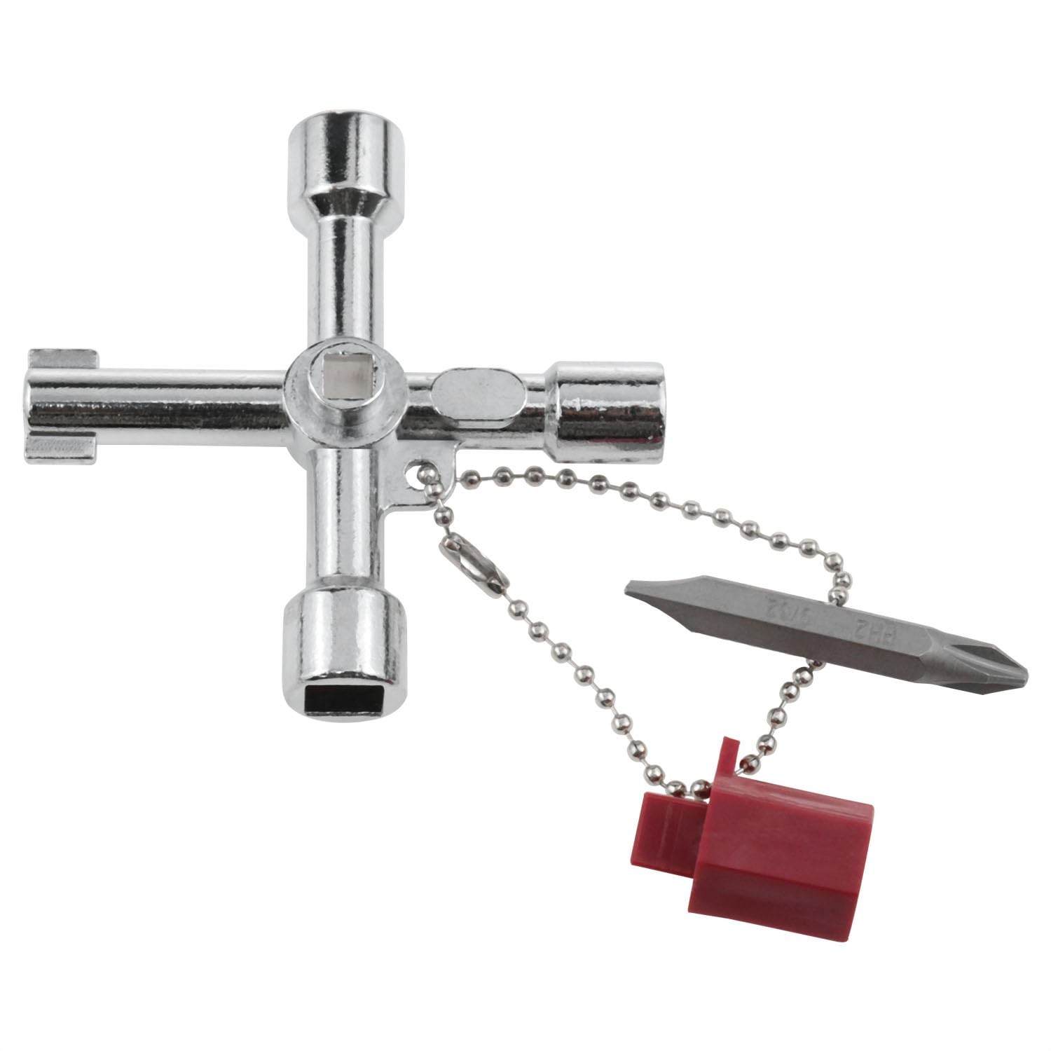 4 Way Cross Key Zinc Alloy Multifunction Triangle Wrench Plumber Meter Tool