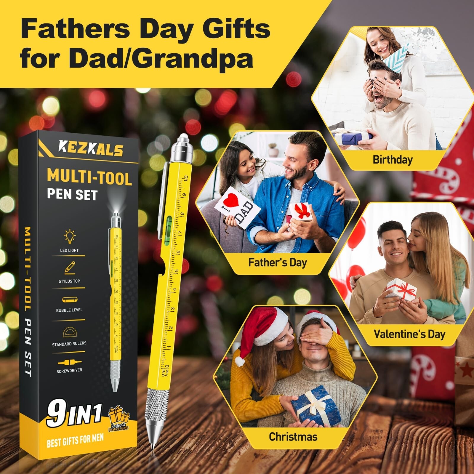 KEZKALS Father’s Day Gifts from Daughter, Wife, Son, 9 in 1 Multitool Pen Men…