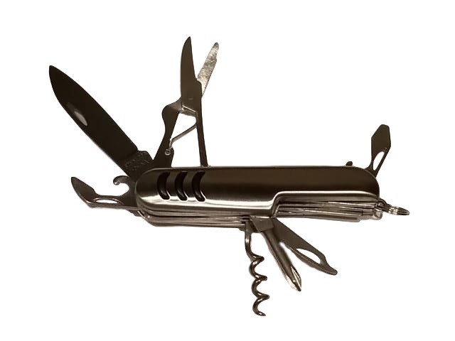 Stainless Steel Multi Tool 7-in-1 Pocket Knife Can Opener Corkscrew Scissors