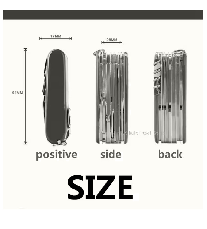 HOEHNE 17 in 1 Pocket Folding Screwdriver 91mm Portable Outdoor Knife