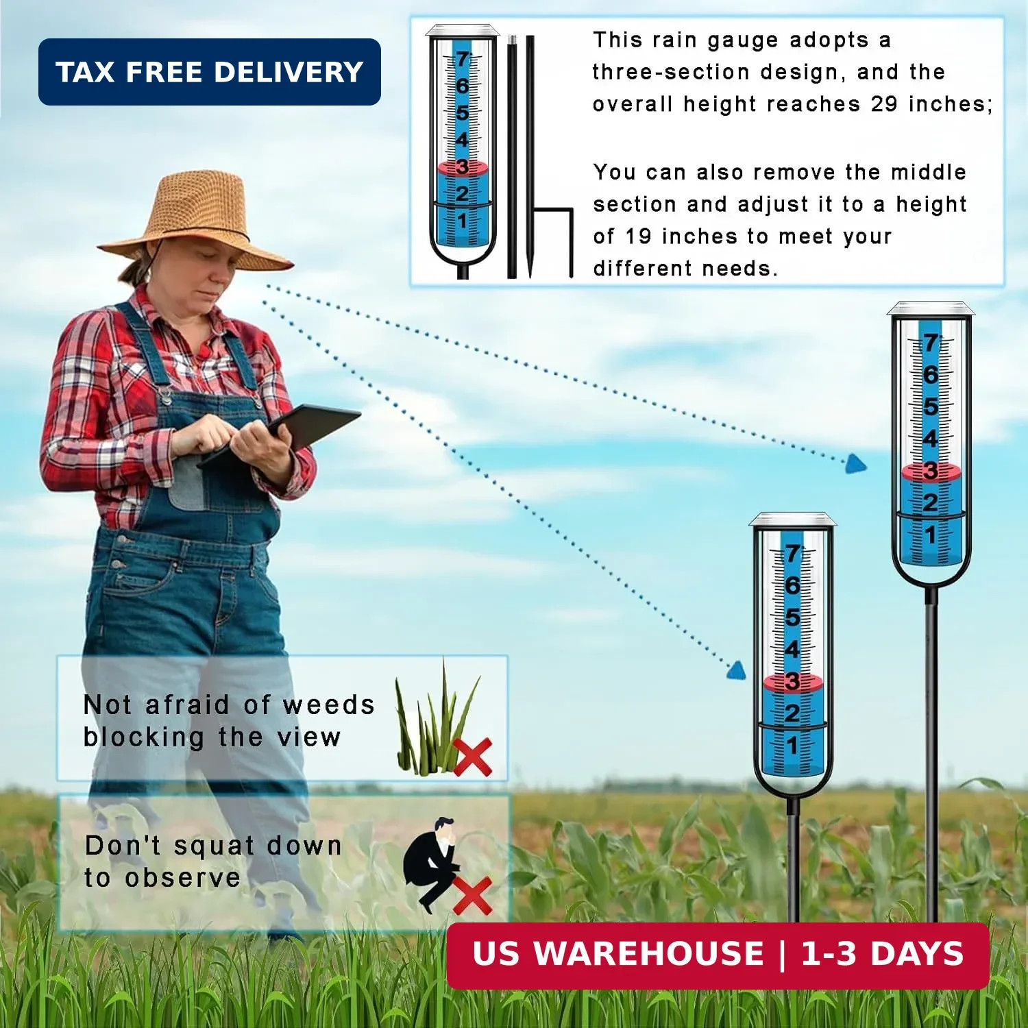 JMBay Rain Gauge Outdoor, Accurate rain gauges Outdoors Best Rated, Tall rain Ga