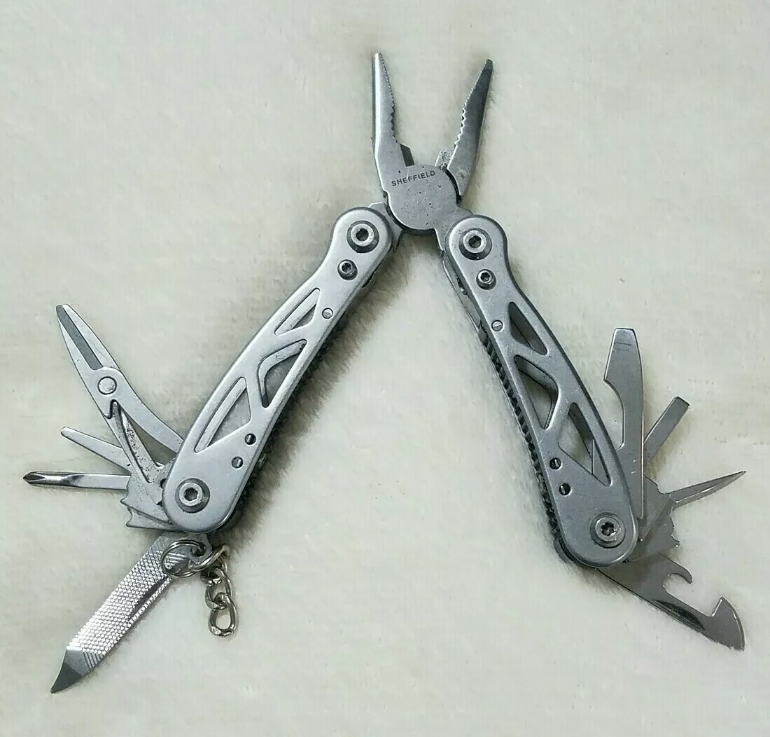 Sheffield 3″ Folding Stainless Steel Multi-Tool, Knife, Saw, Pliers, Screwdriver