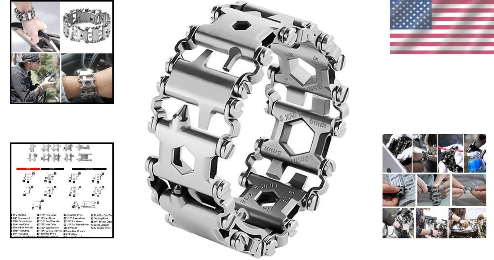 29-in-1 Stainless Steel Multitool Bracelet for Modern Adventurers – 8.55 Inches