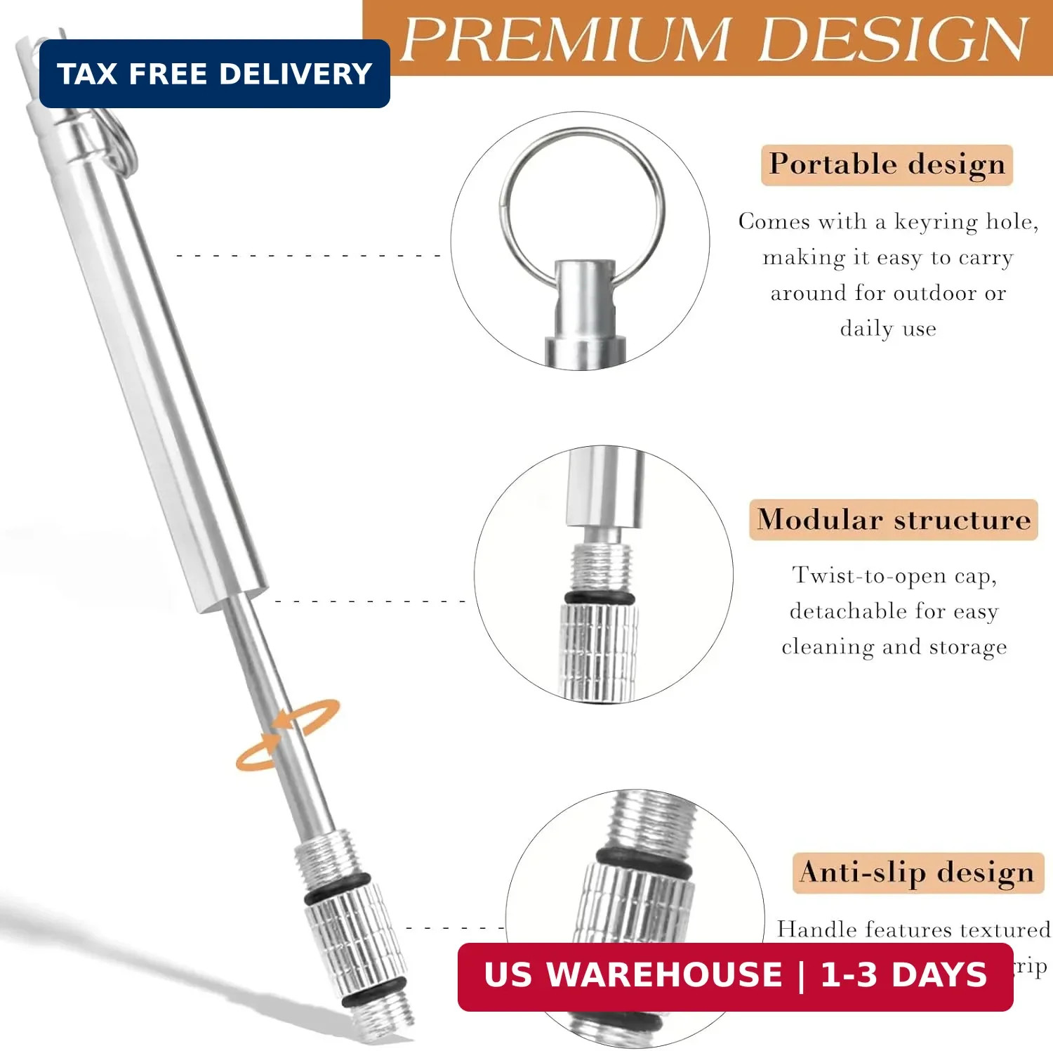 2PCS Portable Mini Titanium Toothpicks with Stainless Steel Holder – Reusable Me