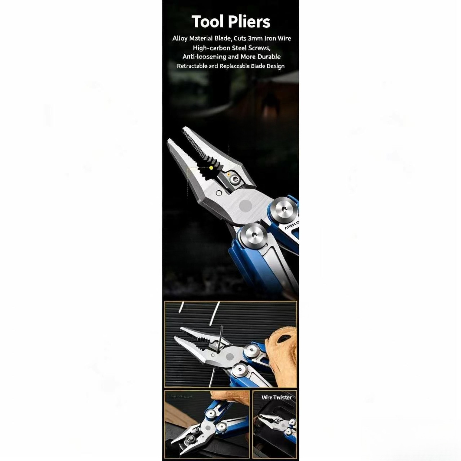Outdoor Camping Hiking Stainless Steel Folding Multi Tool EDC Pliers