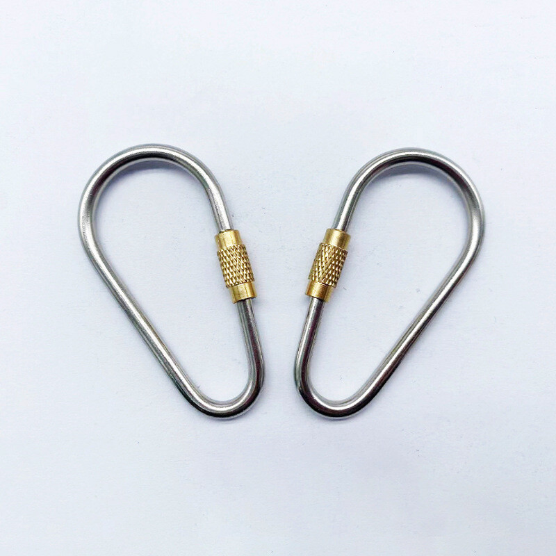 2pcs Titanium Alloy Key Chain Brass Closer Anti Theft Key Ring Loop Buckle Hook
