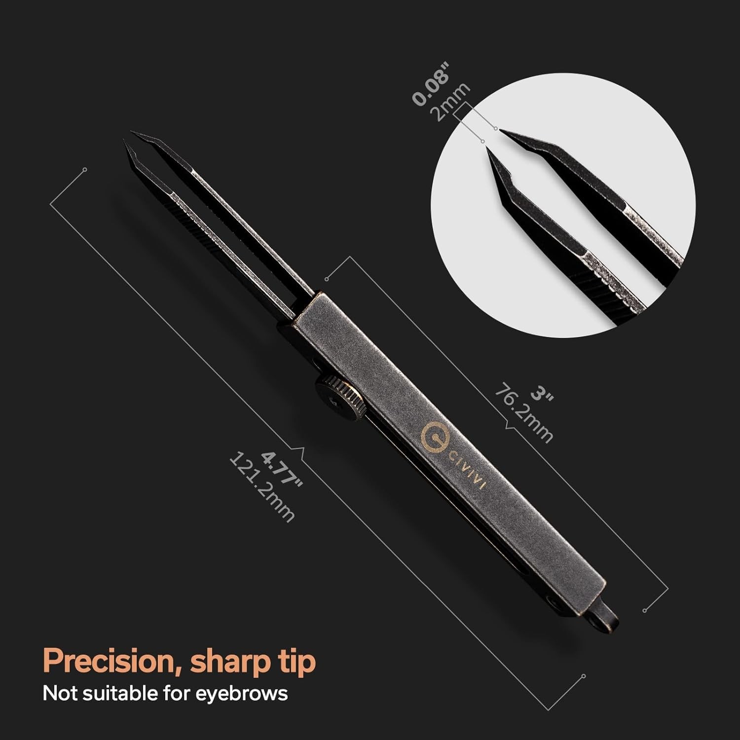 CIVIVI Tac-N-Tweeze Precision EDC Tweezers Retractable Keychain w/ Leather Sheat