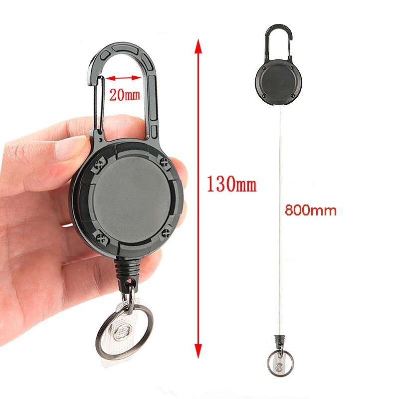 EDC 2 PCS Outdoor High Rebound Telescopic Key Chain Ring Buckle Anti-theft Steel
