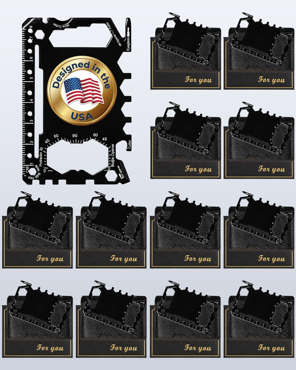 12 Pack 46 in 1 Credit Card Multitool, Titanium-Coated Stainless Steel Surviv…