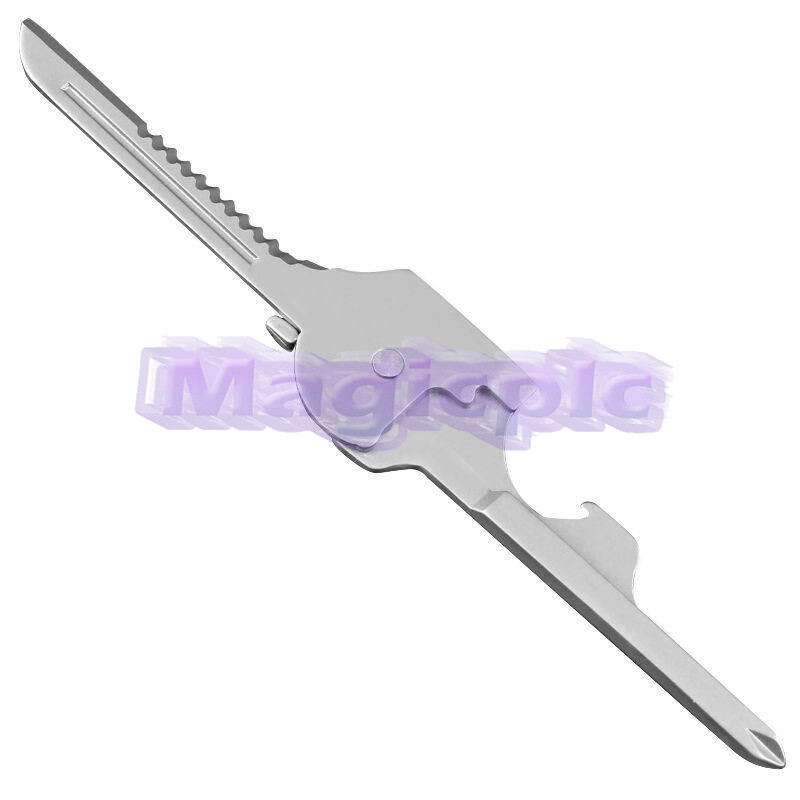 1PCS 6-in-1 Utili Key Tool Keyring Keychain Multifunction Stainless Steel