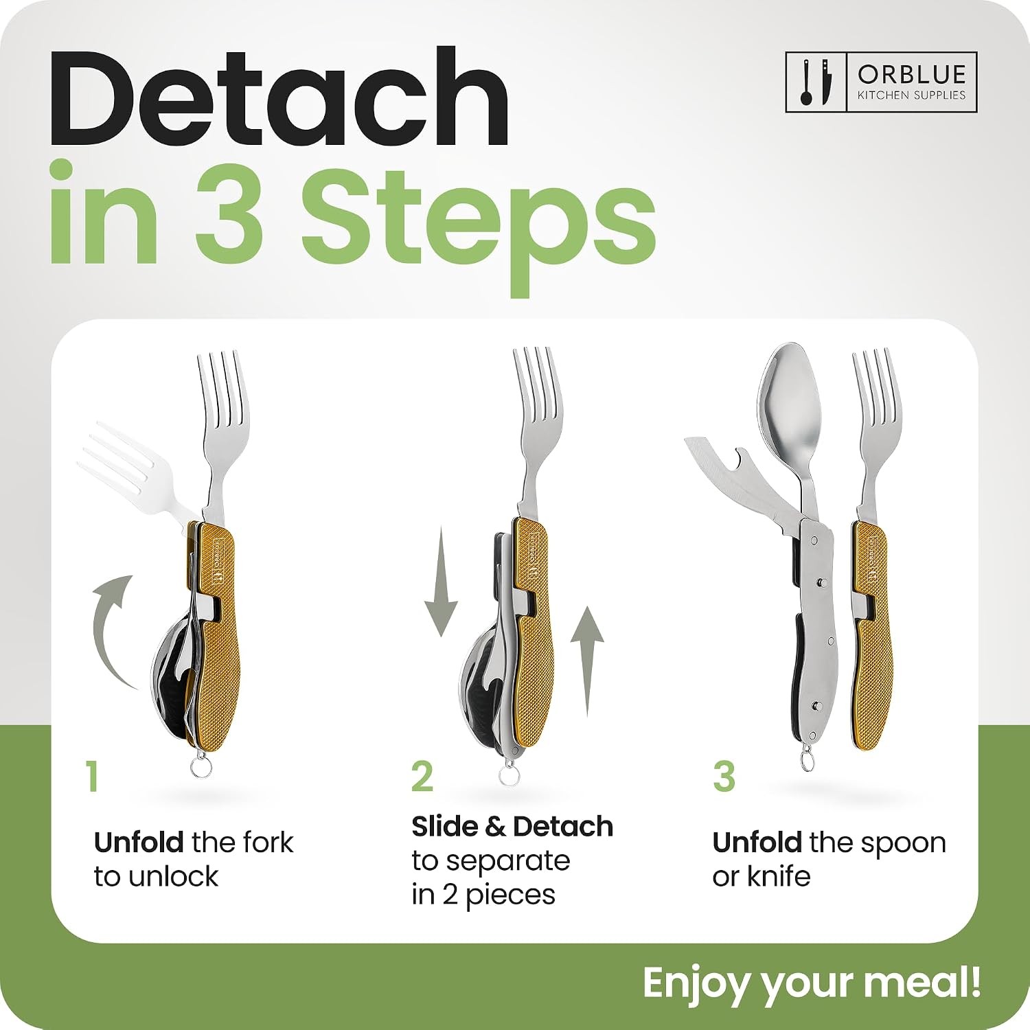 Portable Backpacking Travel Cutlery Multitool Combo Outdoor Camping Flatware Set