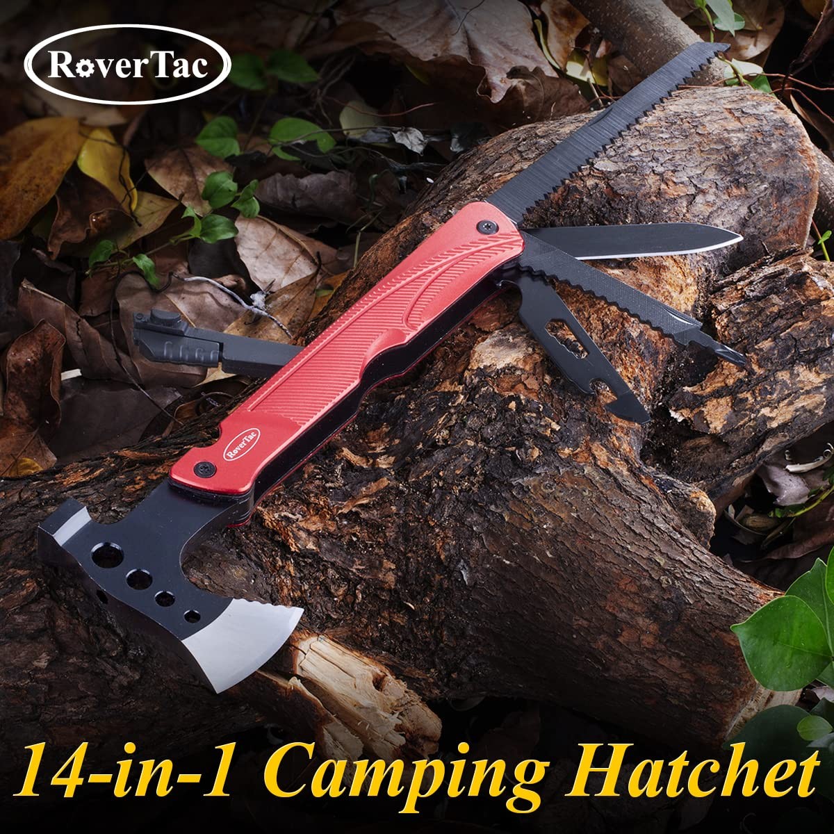 Camping Hatchet Multitool Axe Survival Gear, 14-in-1 Multi Tool Axe Hammer Kn…