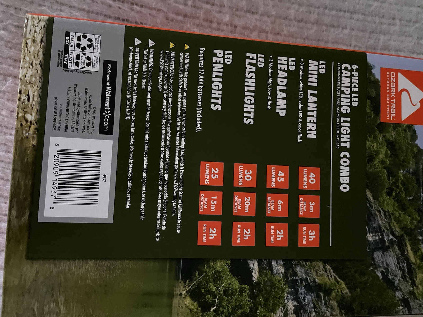 Ozark-Trail Outdoor 6-Piece Set LED Camping Hiking Hunting Light Combo Pack NEW